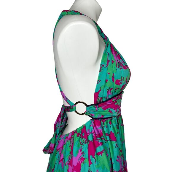 FREE PEOPLE Summer Nights Floral Pink Fuchsia Teal Maxi Dress Size Small - Picture 11 of 16